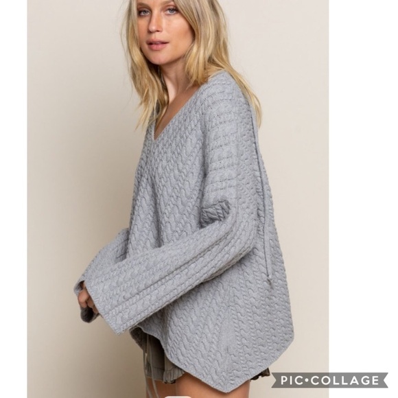 SALE!! Beautiful Heather Gray Cable Sweater - Picture 2 of 7